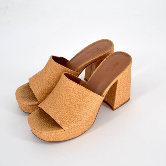 Nordstrom Rack Alyssa Chunky Heel Woven Platform Sandals Golden Tan Women's 6.5 - Picture 4 of 9